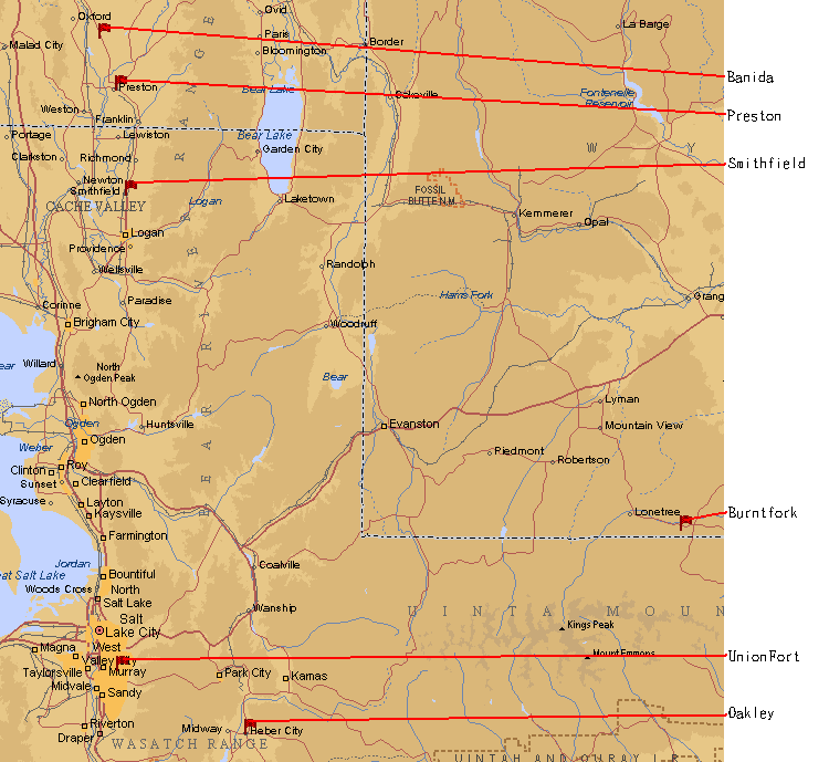 Map Detail of Northern Utah and Surrounding Area